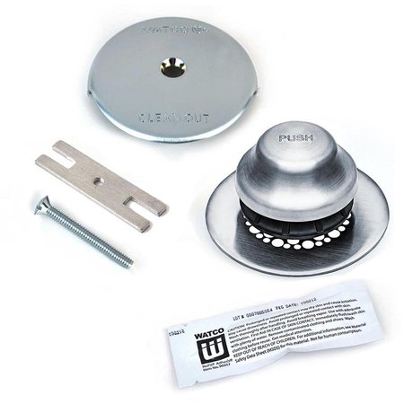 WATCO Univ. NuFit Foot Act. Bath Stopper w-Grid Strain and 1-Hole Overflow Silicone Kit, Chrome 48700-FA-CP-G